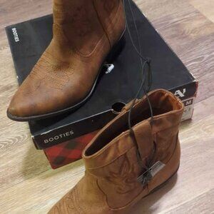Arizona jeans co booties size 7.5 women's az mindy cognac new